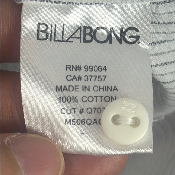 Billabong Gray Stripped Casual Button Down Shirt Short Sleeves Size Large - Picture 10 of 13